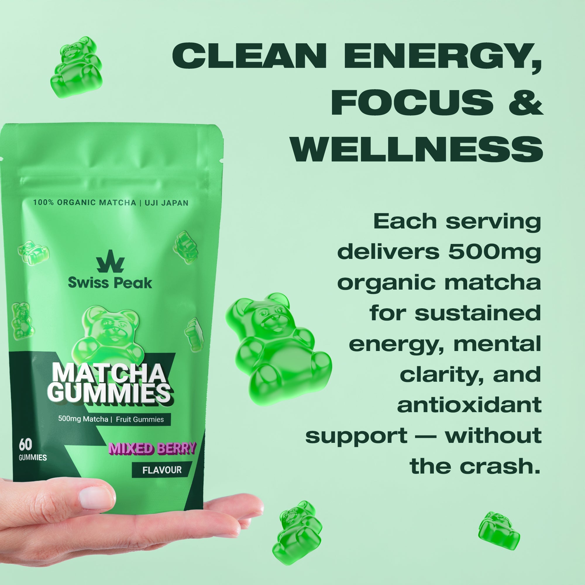 Matcha Gummies | Mixed Berry Flavour - SwissPeakCBD